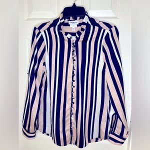 Pink & Navy Pinstripe Blouse